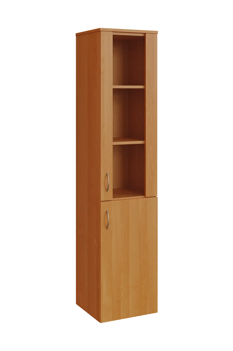 N 5 - 4DS kancelářská skříň, 1 dveře plné/1 dveře prosklené, 1800x400x400, pravá, olše jantar